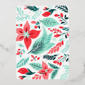 Monogram Red Bow Wreath Green Christmas Folie Feestdagenkaart (Achterkant)