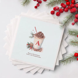 Monogram Red Christmas Party Hot Cocoa Coffee  Servet