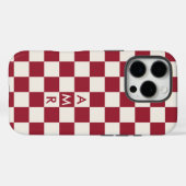 Monogram Red Cream Checkered Pattern Case-Mate iPhone Case (Achterkant (horizontaal))