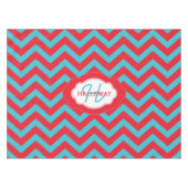 Monogram Red en Blue Chevron kersttablet Tafelkleed (Voorkant (Horizontaal))