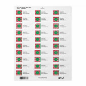 Monogram Red en Green Chevron Holiday Kerstmis Etiket (Full Sheet)
