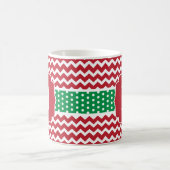 Monogram Red en Green Chevron Polka Dots Holiday Koffiemok (Center)