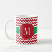 Monogram Red en Green Chevron Polka Dots Holiday Koffiemok (Links)
