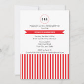 Monogram Red en White Stripes Pattern Rehearsal Kaart (Voorkant)