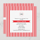 Monogram Red en White Stripes Pattern Rehearsal Kaart (Voorkant / Achterkant)