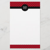 Monogram Red en zwarte poka Dots Briefpapier (Voorkant)