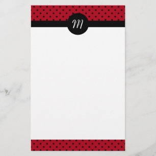 Monogram Red en zwarte poka Dots Briefpapier