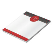 Monogram Red en zwarte poka Dots Notitieblok (Linkerzijde)