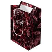 Monogram Red  Floral GIft Bag Medium Cadeauzakje (Voorkant Gekanteld)