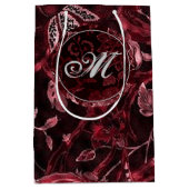 Monogram Red  Floral GIft Bag Medium Cadeauzakje (Voorkant)