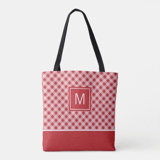 Monogram Red Gingham Canvas tas (Achterkant)