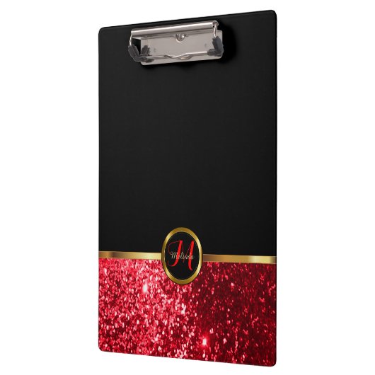 Monogram Red Glitter Design Klembord (Links)
