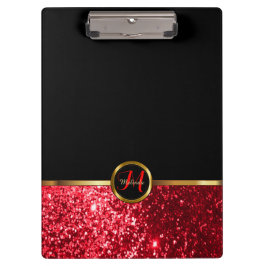 Monogram Red Glitter Design Klembord