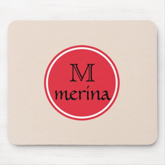 Monogram Red Gold Cirkel Muismat (Voorkant)