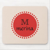 Monogram Red Gold Cirkel Muismat (Voorkant)