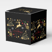 monogram Red Gold Reindeer Merry kerstboom Bedankdoosjes (Voorkant Zijde)