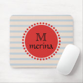 Monogram Red Gold Striped Cirkel Muismat (Met muis)