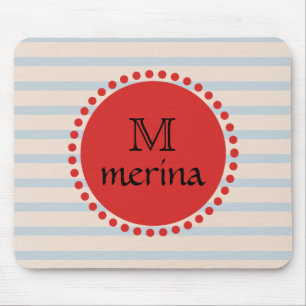 Monogram Red Gold Striped Cirkel Muismat