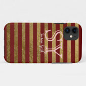 monogram red golden stripes chique stijl Case-Mate iPhone case (Achterkant (horizontaal))