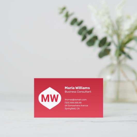 Monogram Red Gradient Company Visitekaartje (Staand voorkant)