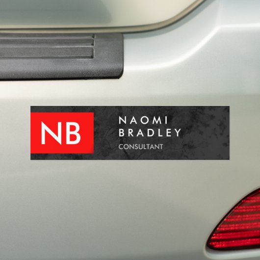 Monogram Red Gray Pattern Modern Bumpersticker (Op auto)
