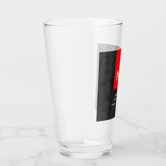 Monogram Red Gray Pattern Modern Glas (Rechts)