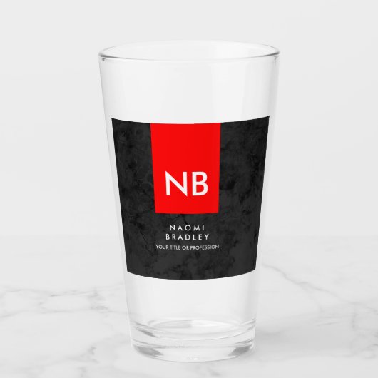 Monogram Red Gray Pattern Modern Glas (Voorkant)