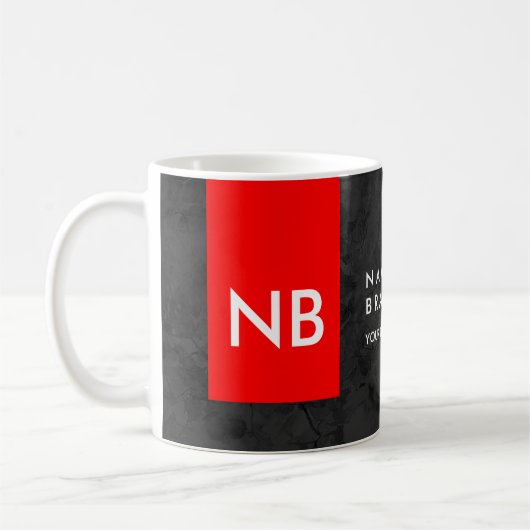 Monogram Red Gray Pattern Modern Koffiemok (Links)