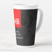 Monogram Red Gray Pattern Modern Latte Mok (Rechterhoek)