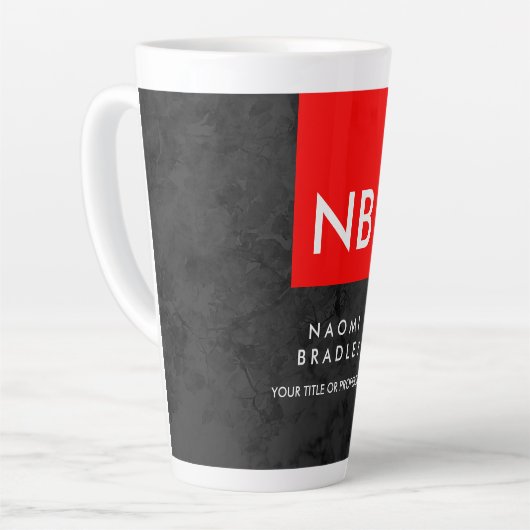 Monogram Red Gray Pattern Modern Latte Mok (Linkerhoek)