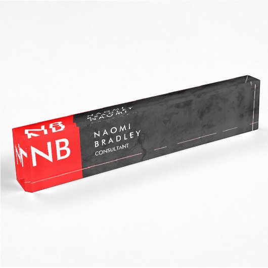 Monogram Red Gray Pattern Modern Naambordje