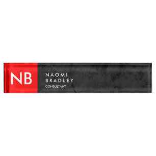 Monogram Red Gray Pattern Modern Naambordje