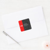 Monogram Red Gray Pattern Modern Vierkante Sticker (Envelop)