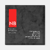 Monogram Red Gray Pattern Moderne Consultant Magneet (Voorkant)