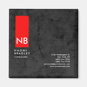 Monogram Red Gray Pattern Moderne Consultant Magneet