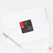 Monogram Red Gray Pattern Moderne Consultant Vierkante Sticker (Envelop)