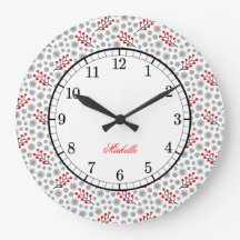 Monogram Red Gray Scandinavian Floral Pattern