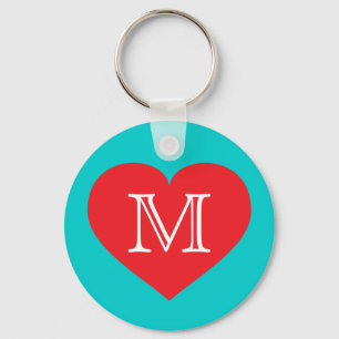 Monogram Red Heart Sleutelhanger