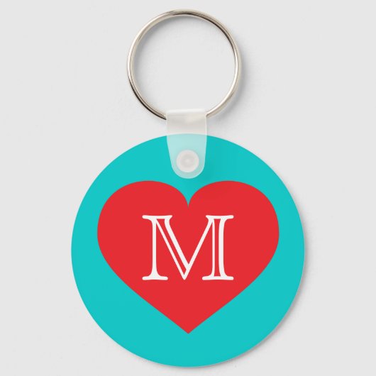Monogram Red Heart Sleutelhanger (Voorkant)
