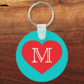 Monogram Red Heart Sleutelhanger (Voorkant)