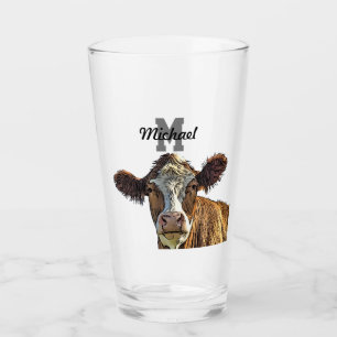Monogram Red Holstein Koe Melkpoeder Boerderij Glas