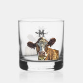 Monogram Red Holstein Koe Melkpoeder Boerderij Whisky Glas (Voorkant)