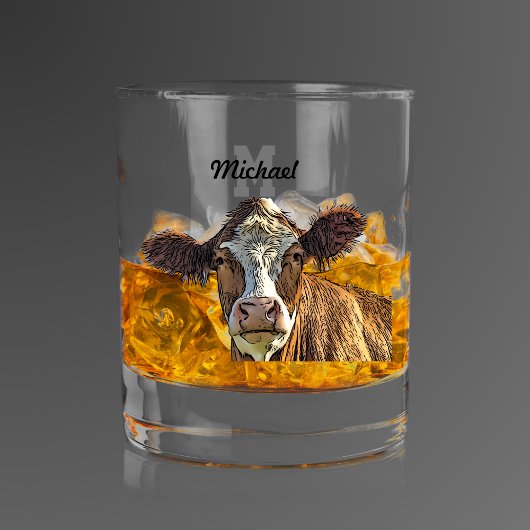 Monogram Red Holstein Koe Melkpoeder Boerderij Whisky Glas