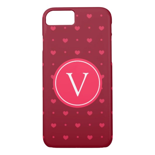 Monogram Red Hot Hearts Case-Mate iPhone Case (Achterkant)