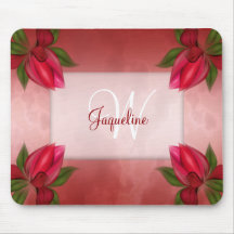 Monogram Red Marble Floral