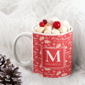 Monogram Red Merry Winter Mittens Koffiemok