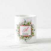 Monogram Red met Kerstmis Greenery Koffiemok (Center)