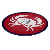 Monogram Red Navy Blue White Crab Nautical Snijplank (Hoek)