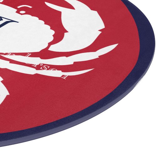 Monogram Red Navy Blue White Crab Nautical Snijplank (Hoek)