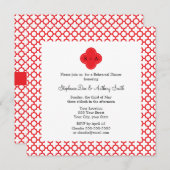 Monogram Red Quatrefoil Pattern Rehearsal Dinner Kaart (Voorkant / Achterkant)